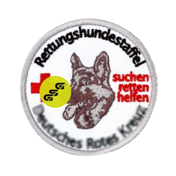 Stickemblem Rettungshundestaffel mit Hund/Kreuz 8cm