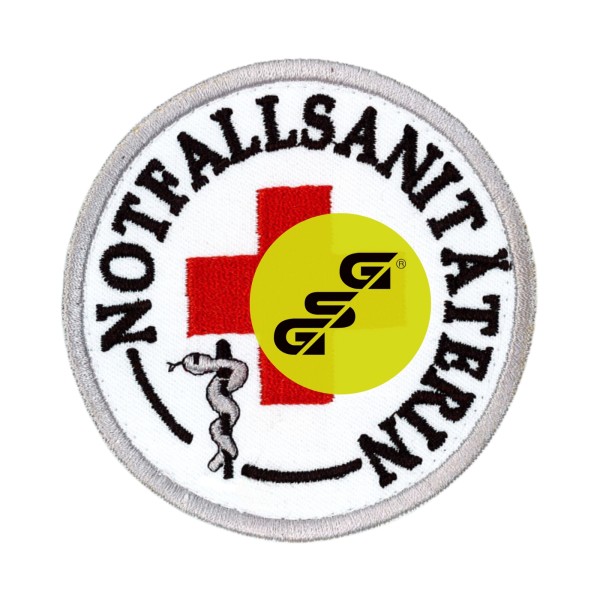 Emblem gestickt NOTFALLSANITÄTERIN mit rotem Kreuz und Klett