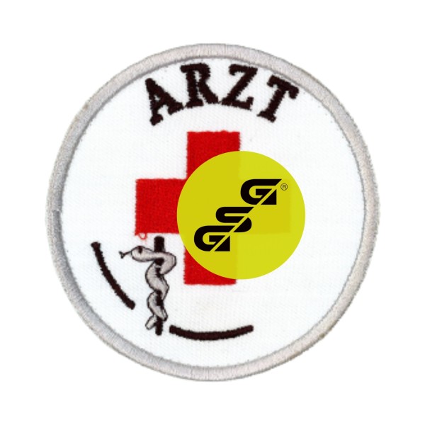 Emblem gestickt ARZT mit rotem Kreuz und Klett