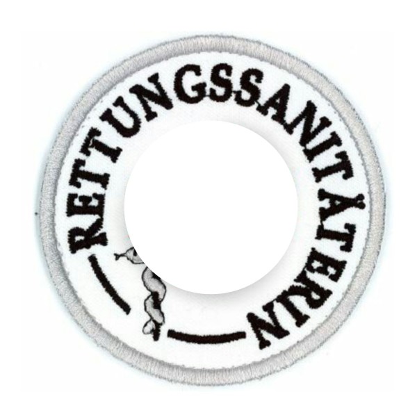Emblem Rettungssanitäterin mit Verbandslogo 8 cm