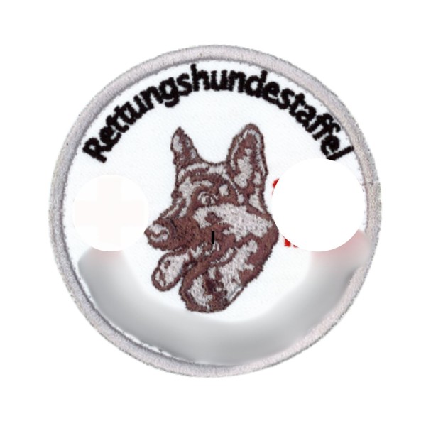 Emblem Rettungshundestaffel mit Hund & Verbandslogo 8cm